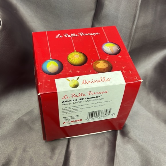 NWT,Alessi AMJ13 5 GD Donkey Bauble for Christmas Tree, Blown Glass, Gold, 13.5 - Picture 14 of 17